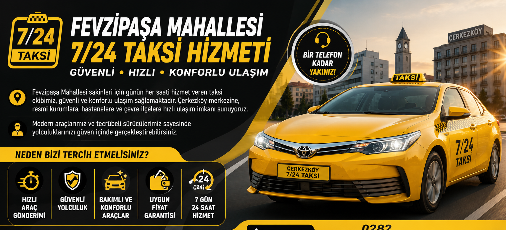 Çerkezköy Taksi | 7/24 Taksi Çağır – Hızlı, Güvenli ve Konforlu Ulaşım